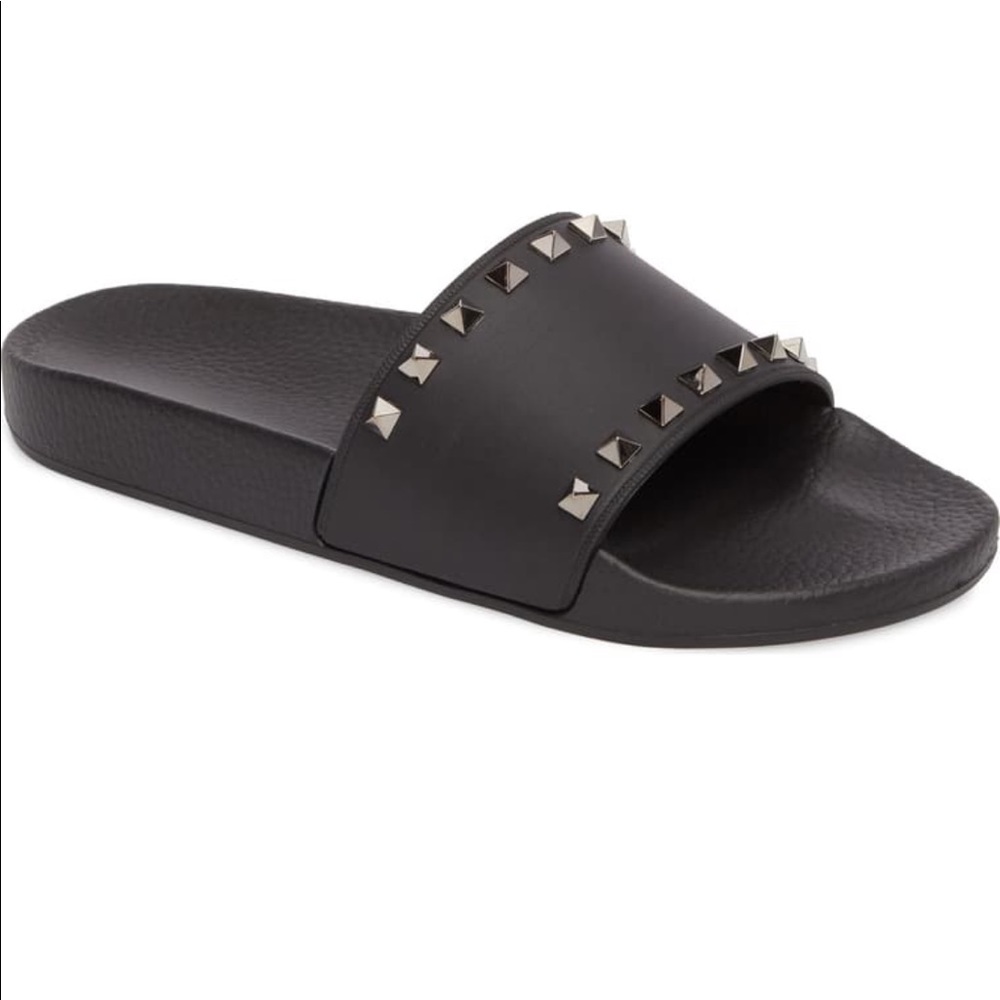 Valentino rockstud slide sandal black sz 8